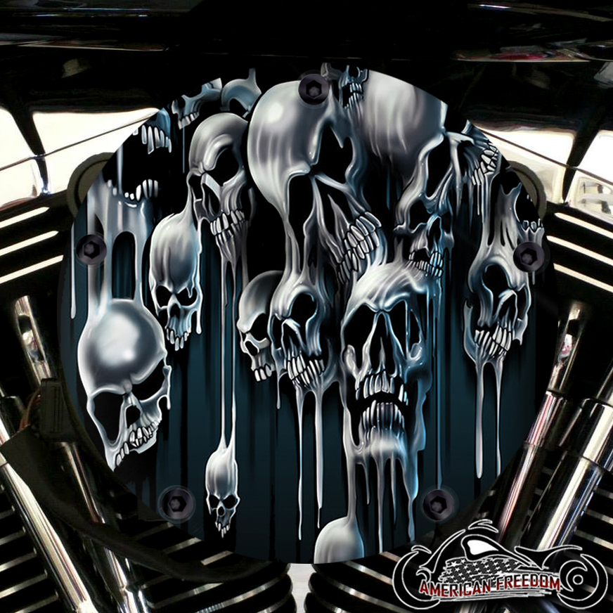 Harley Davidson High Flow Air Cleaner Cover - Melting Skulls